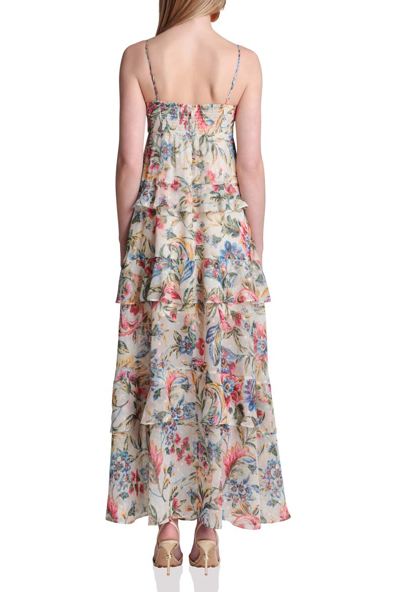 Tie Front Ruffle Maxi Dress, Alternate, color, ANTOINETTE DAMASK