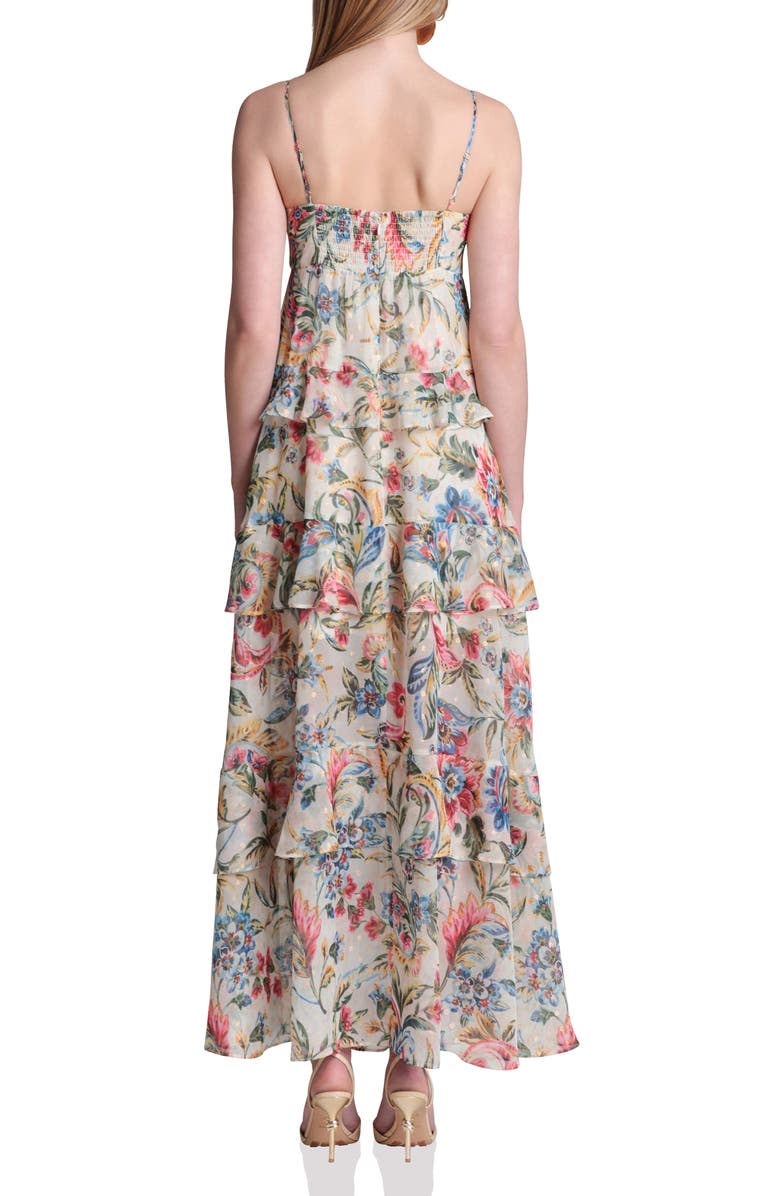 Avec Les Filles Tie Front Ruffle Maxi Dress, Alternate, color, Antoinette Damask
