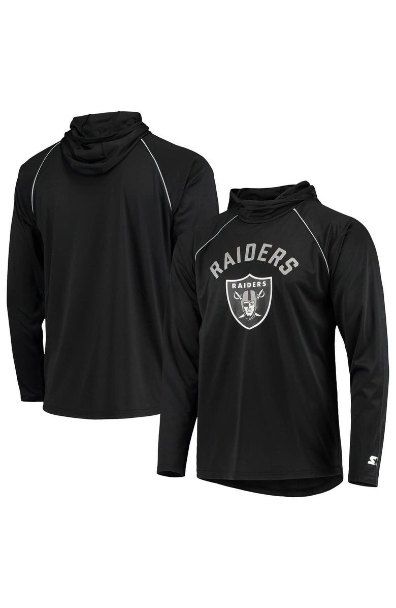 STARTER Men's Starter Black Las Vegas Raiders Raglan Long Sleeve Hoodie T-Shirt, Main, color, Black