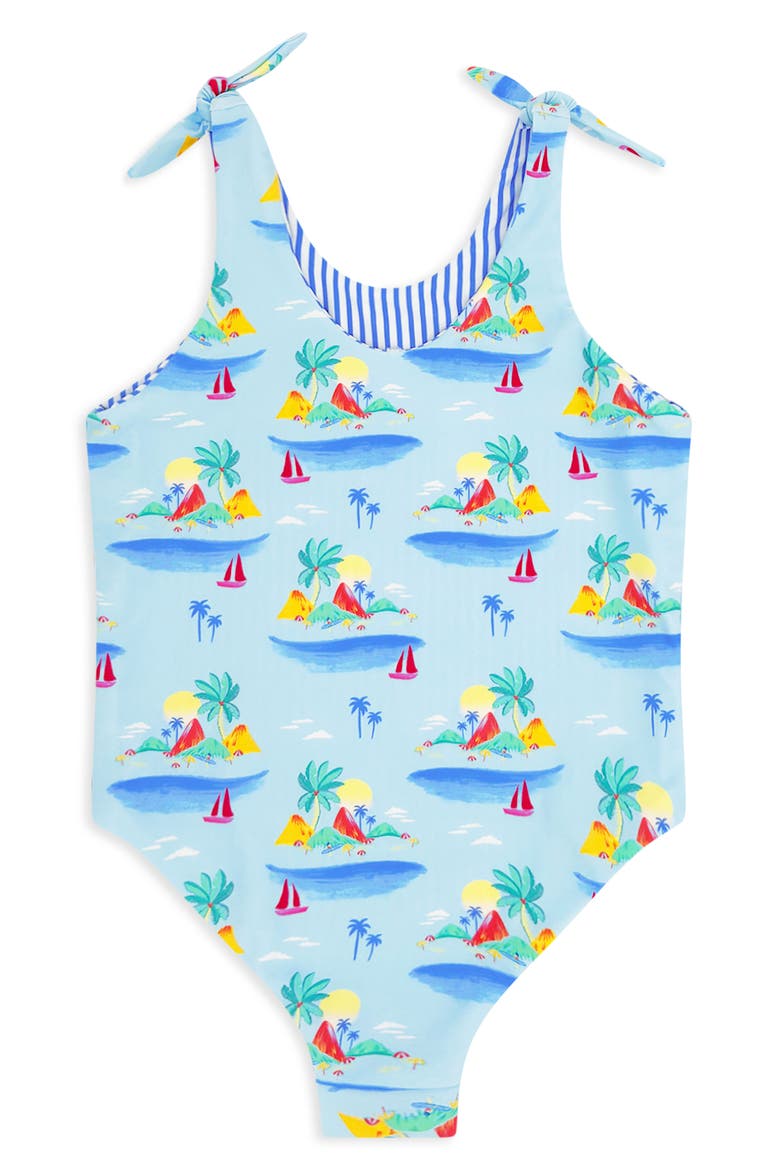 Kids' Skye Reversible UPF 50+ One-Piece Swimsuit, Alternate, color, CLEARWATER