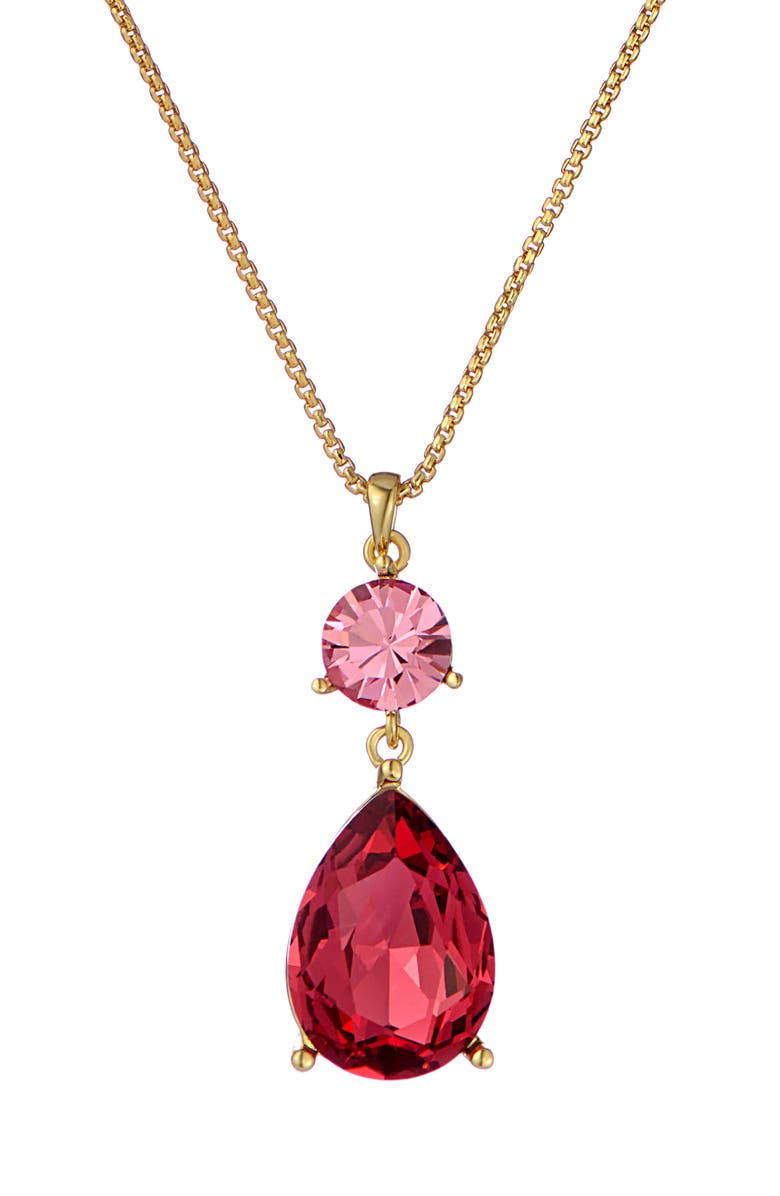 Ted Baker Tearsa Crystal Teardrop Pendant Necklace, Main, color, Gold Tone / Pink Multi Crystal