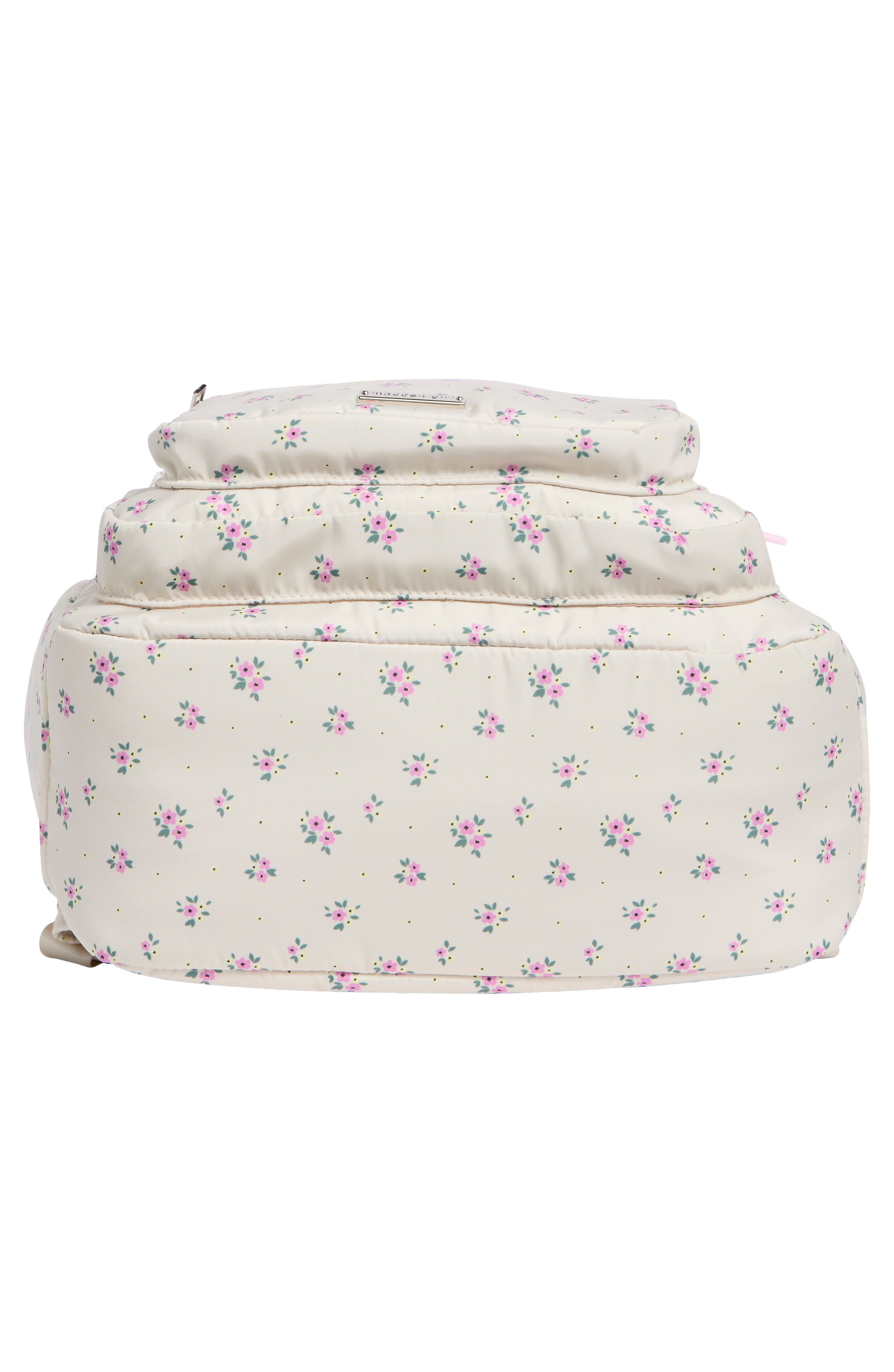 Polka Dot Nylon Dome Backpack, Alternate, color, CREAM FLORAL