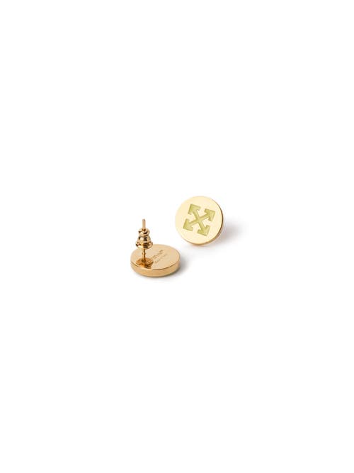 Off-white Gold Arrow Button Studs Earrings In Gold