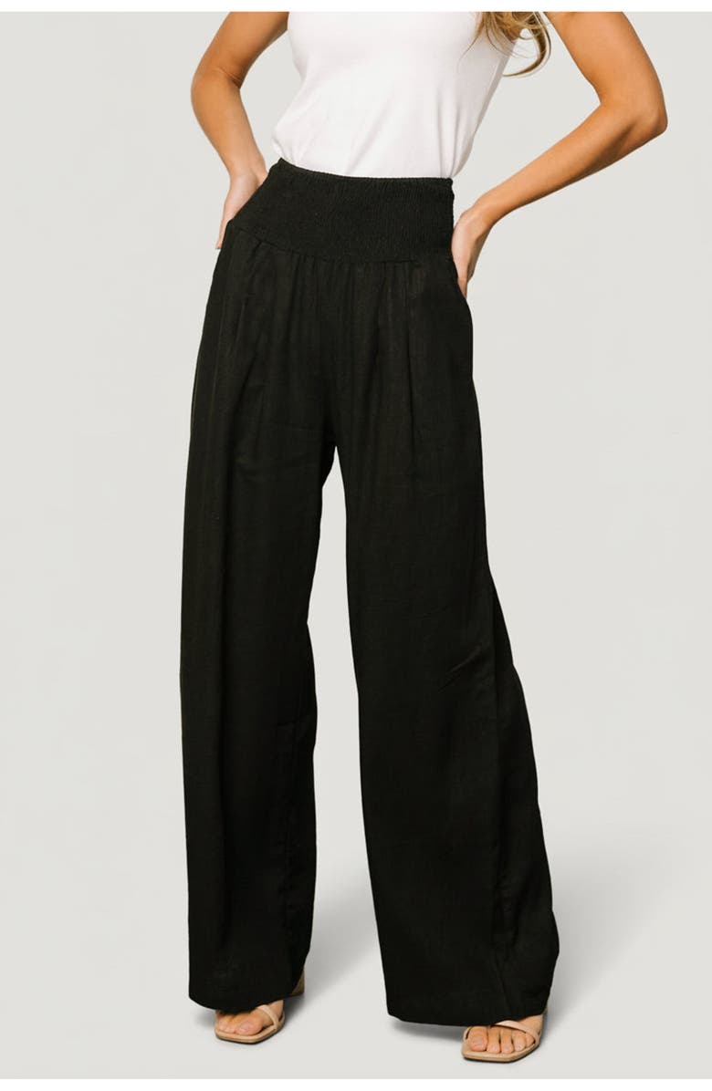 Baltic Børn Parvati Smocked Waist Pants, Main, color, Black