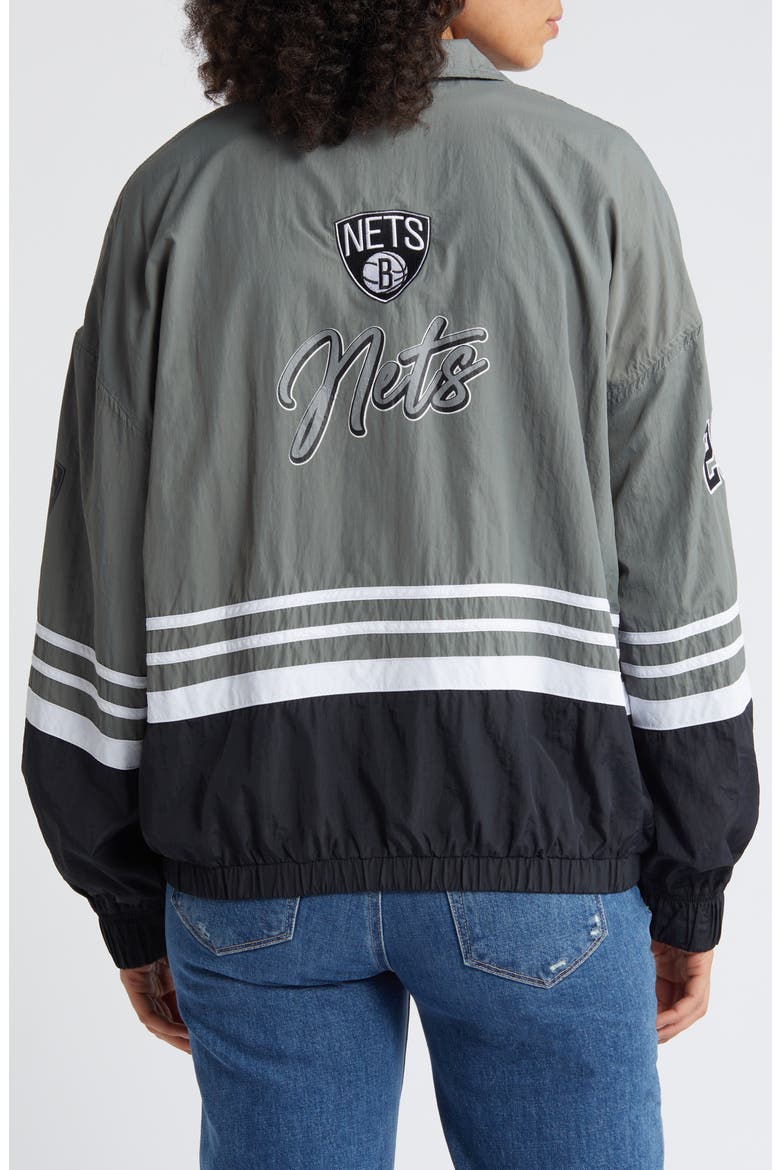 Women's WEAR by Erin Andrews Silver Brooklyn Nets Vintage Full-Zip Windbreaker, Alternate, color, Silver