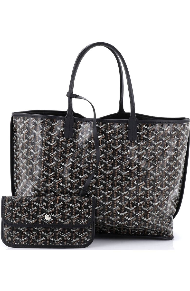 Pre-Owned Goyard Anjou Reversible Tote Coated Canvas PM, Alternate, color, Black