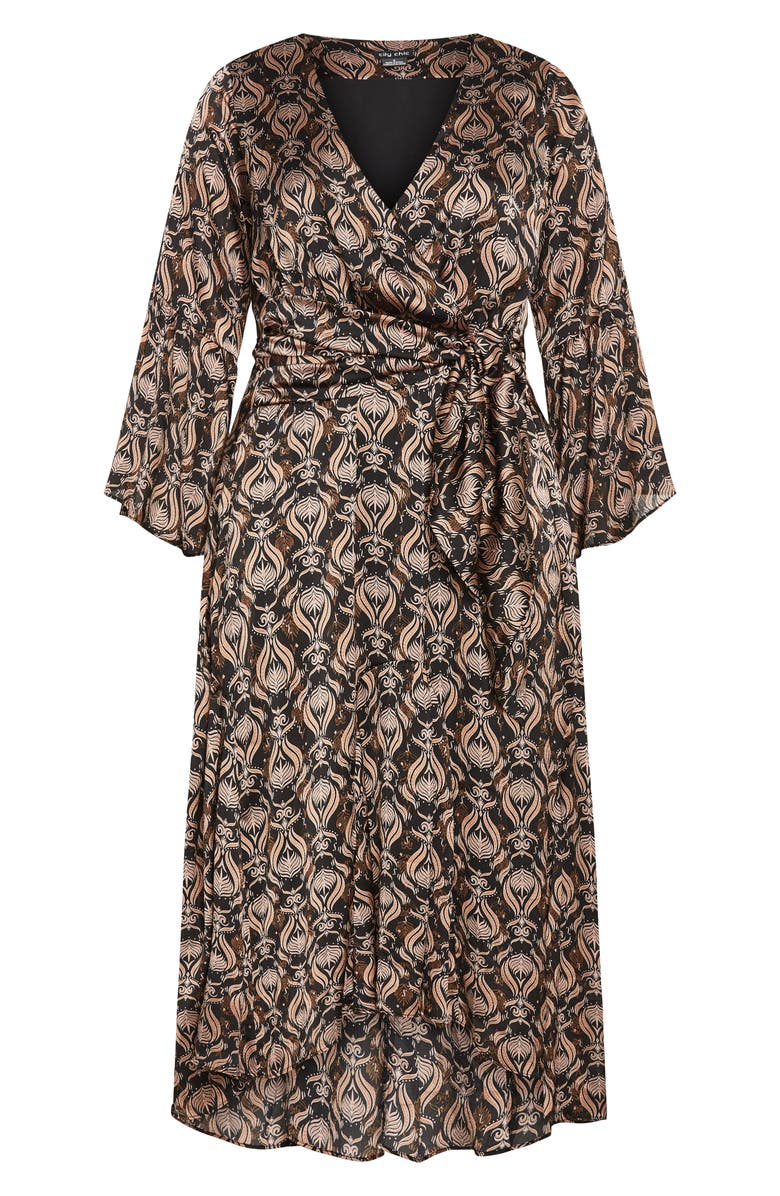 City Chic Remington Faux Wrap Maxi Dress, Alternate, color, Black Print