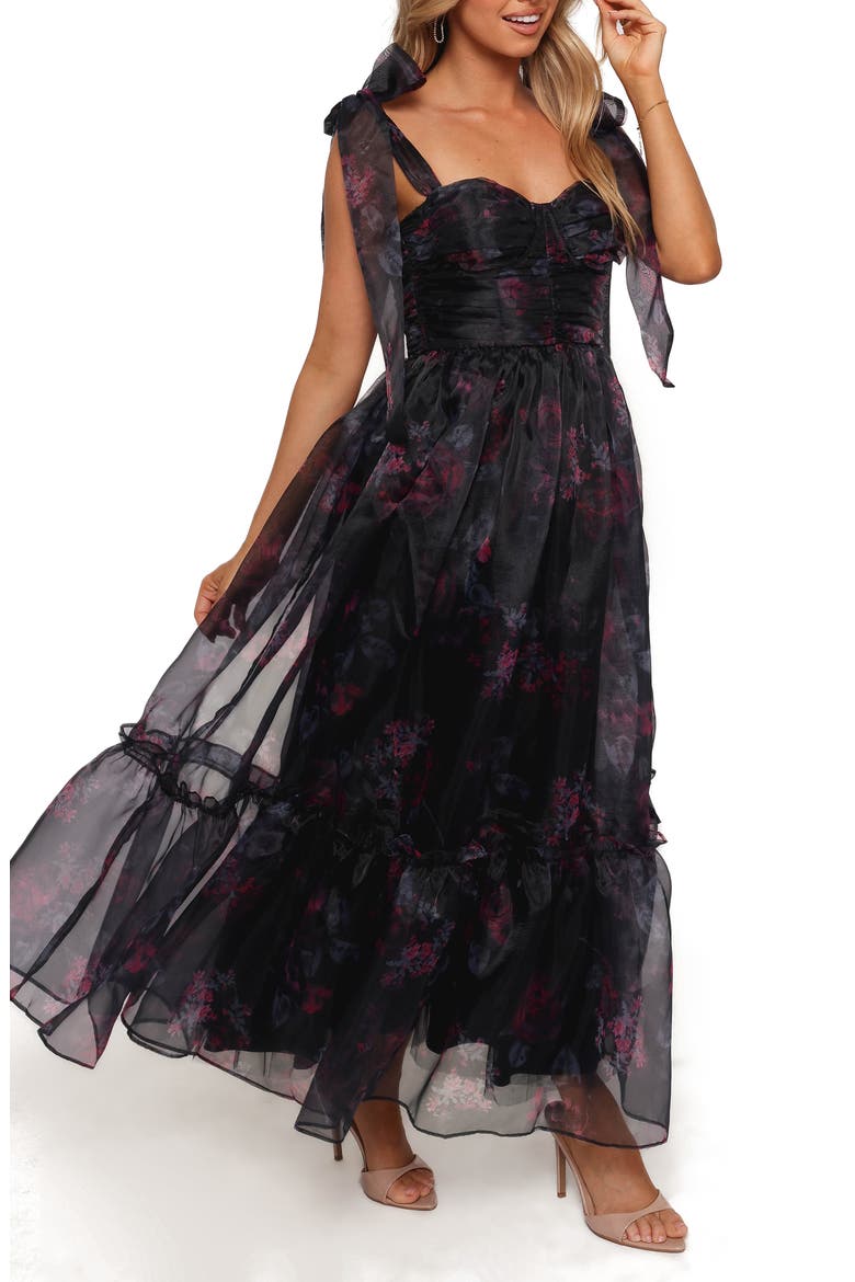 Floret Floral Underwire A-Line Midi Dress, Alternate, color, DARK FLORAL