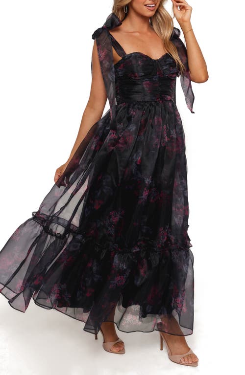 Petal And Pup Petal & Pup Floret Floral Underwire A-line Midi Dress In Black