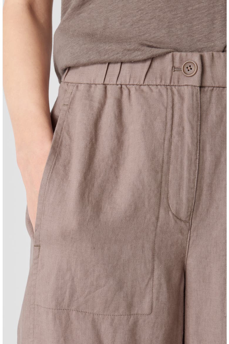 Wide Leg Organic Linen Ankle Pants, Alternate, color, COCOA