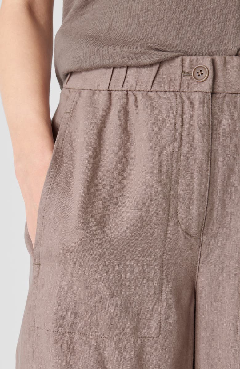Eileen Fisher Wide Leg Organic Linen Ankle Pants, Alternate, color, Cocoa