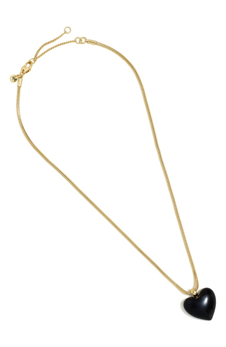 Madewell Puffy Heart Pendant Necklace, Alternate, color, Pale Gold