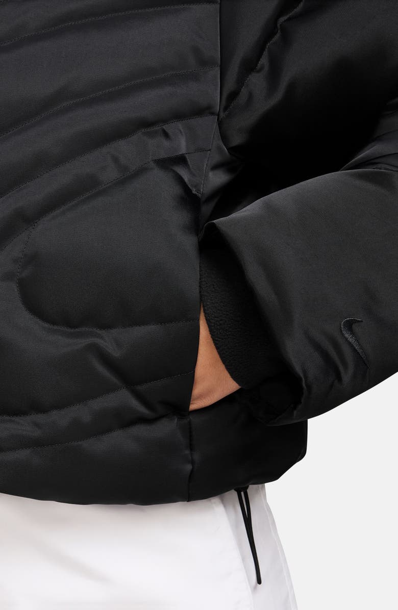 Nike Swoosh Series Water Resistant Therma-Fit Oversize Down Puffer Jacket, Alternate, color, Black/ Black