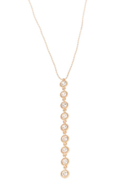 18K Gold Plated CZ Linear Pendant Necklace