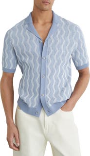 Reiss Johnny Wave Knit Cotton Camp Shirt