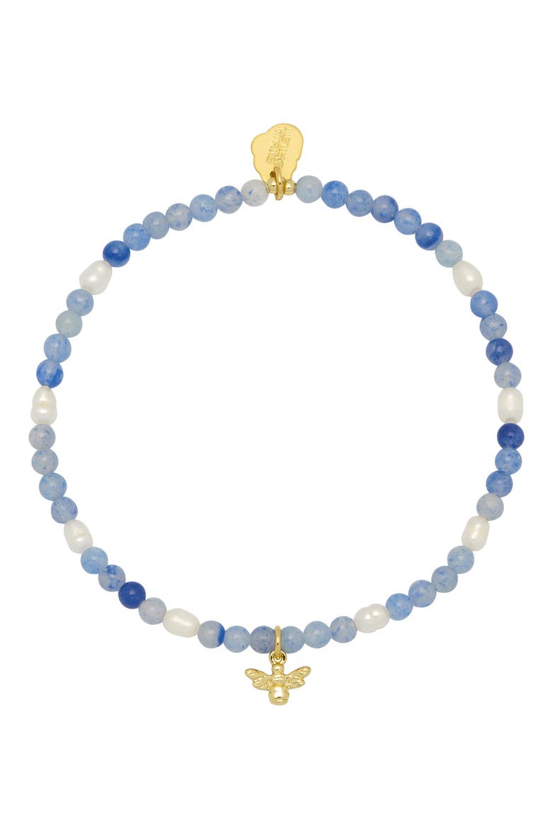 Blue Aventurine Beaded Bee Bracelet, Alternate, color, GOLD