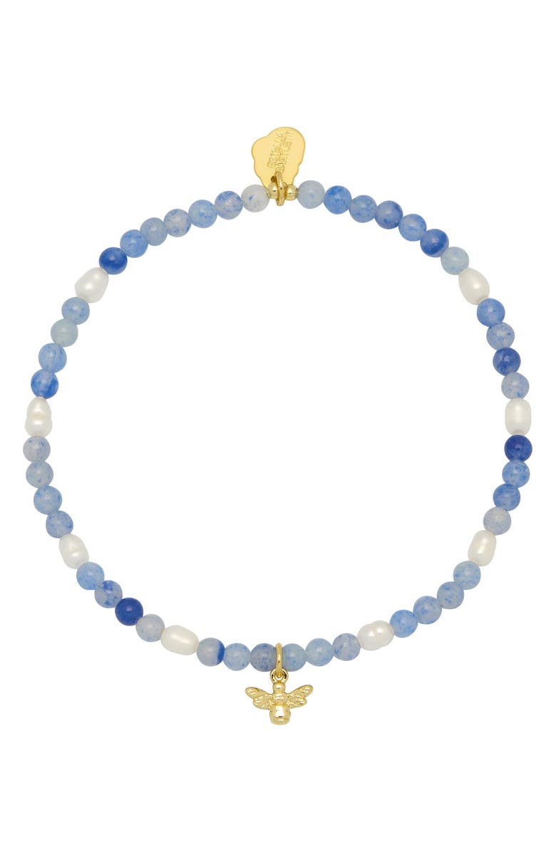 Estella Bartlett Blue Aventurine Beaded Bee Bracelet, Alternate, color, Gold