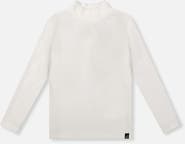 Deux par Deux Brushed Rib Long Sleeve Mock Neck Top