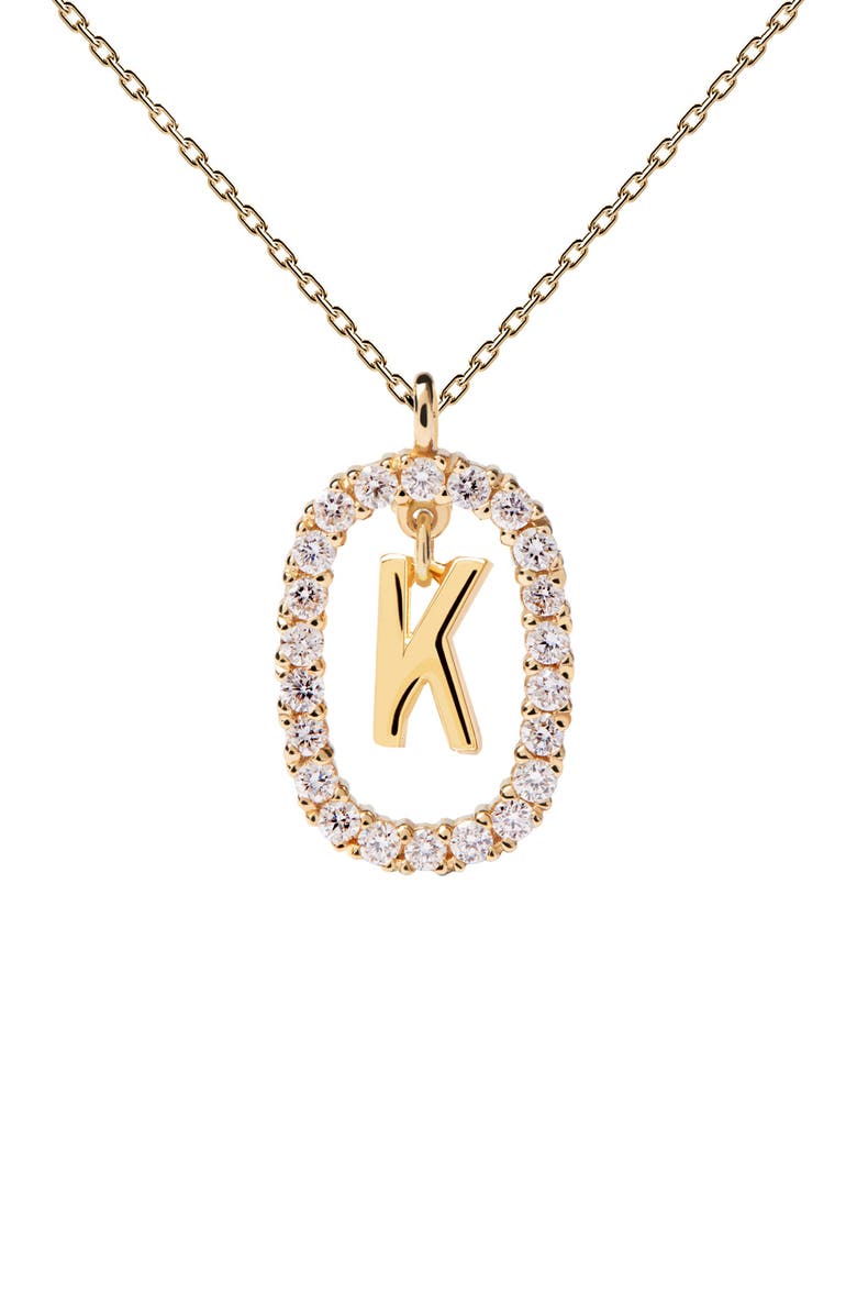 PDPAOLA Diamonds And Gold Letter Necklace, Main, color,