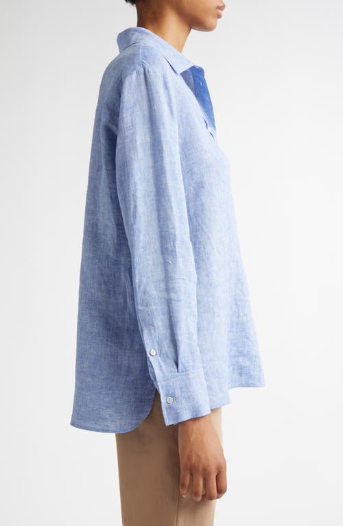 Max Mara Elise Linen Button-up Shirt In Blue Jeans