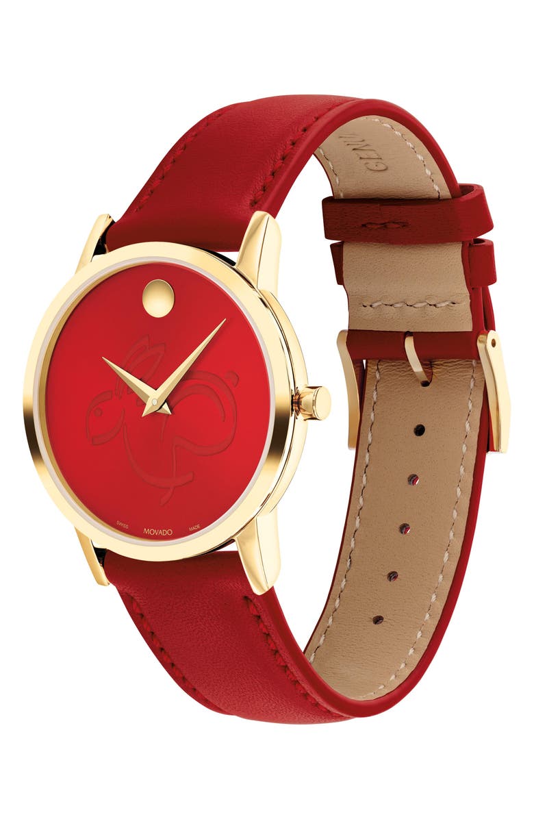Movado Museum Classic Leather Strap Watch, 33mm, Alternate, color, 