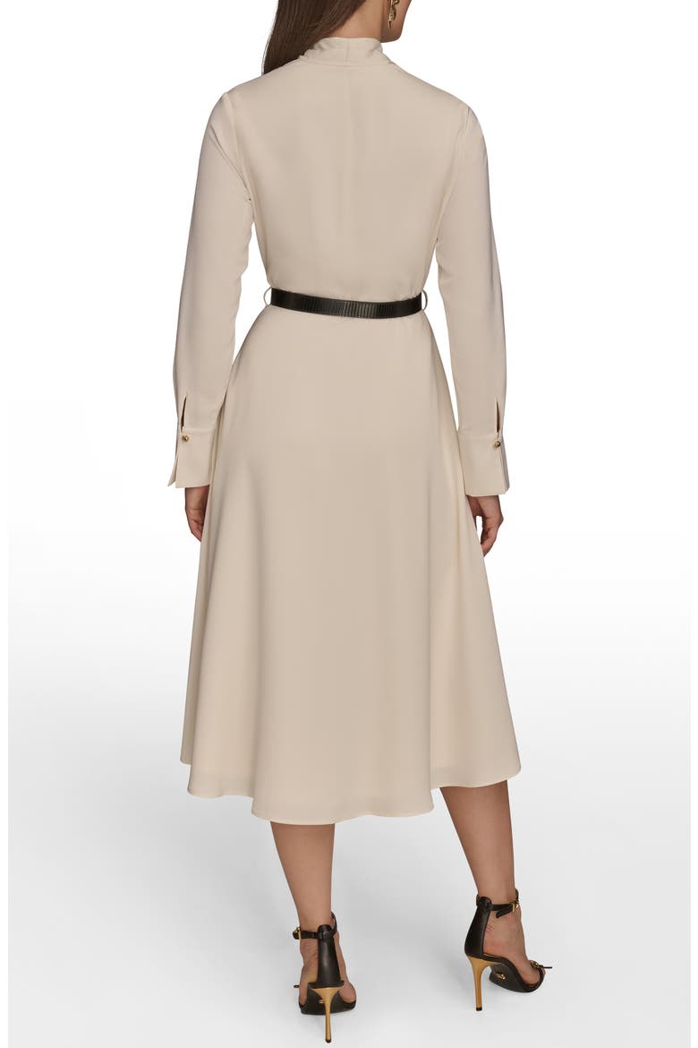 Long Sleeve Belted Satin Midi Dress, Alternate, color, PRISTINE