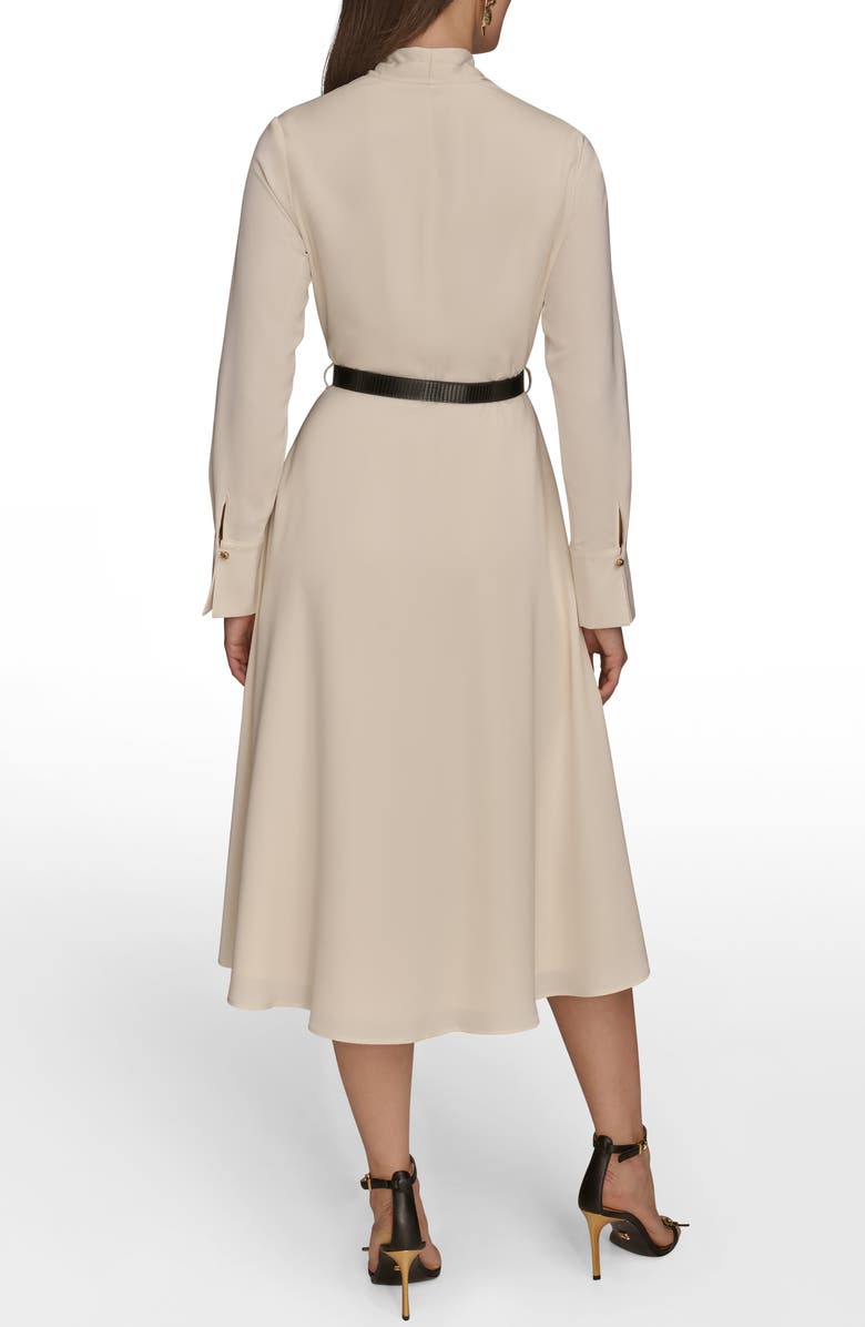 Donna Karan New York Long Sleeve Belted Satin Midi Dress, Alternate, color, Pristine