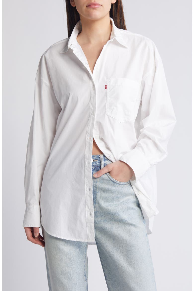 Lola Oversize Cotton Poplin Button-Up Shirt, Main, color, BRIGHT WHITE