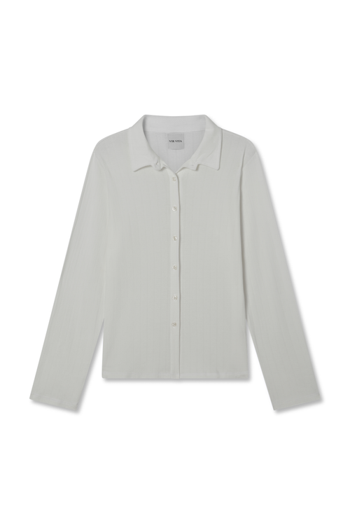 Vir Vita Eloise Pointelle Cardigan In White