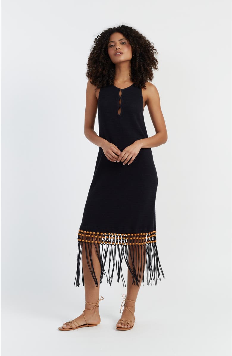Chinti & Parker Laura Whitmore Beaded Dress, Main, color, Black