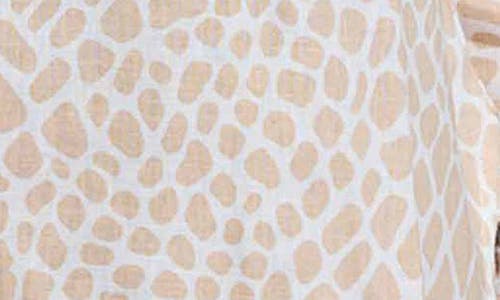 Foxcroft Meghan Giraffe Print Linen Blend Shirt In Flax White