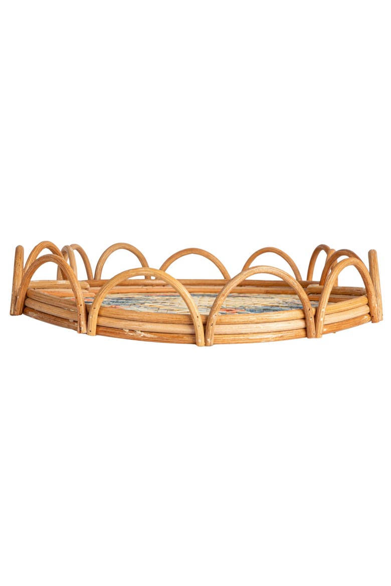 Floral Fantasy Rattan Tray, Alternate, color, Multicolor