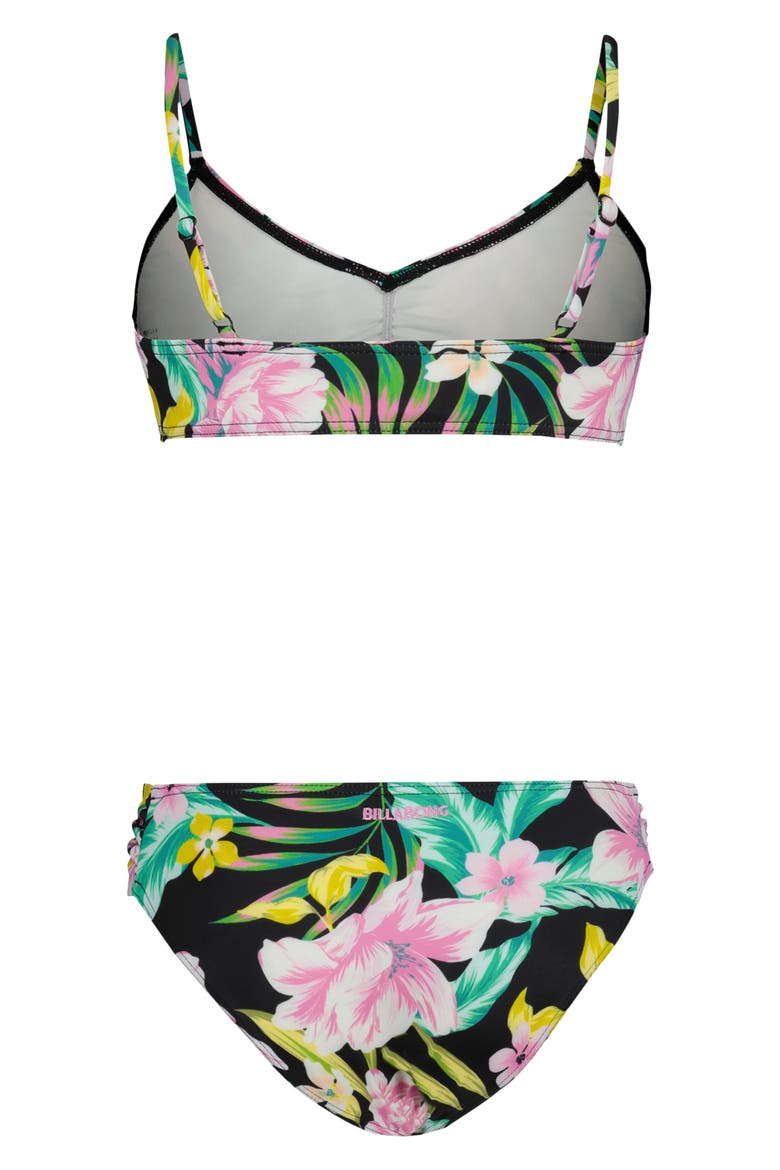 Kids' Shadow Tropics Floral Two-Piece Swimsuit, Alternate, color, BLACK SANDS