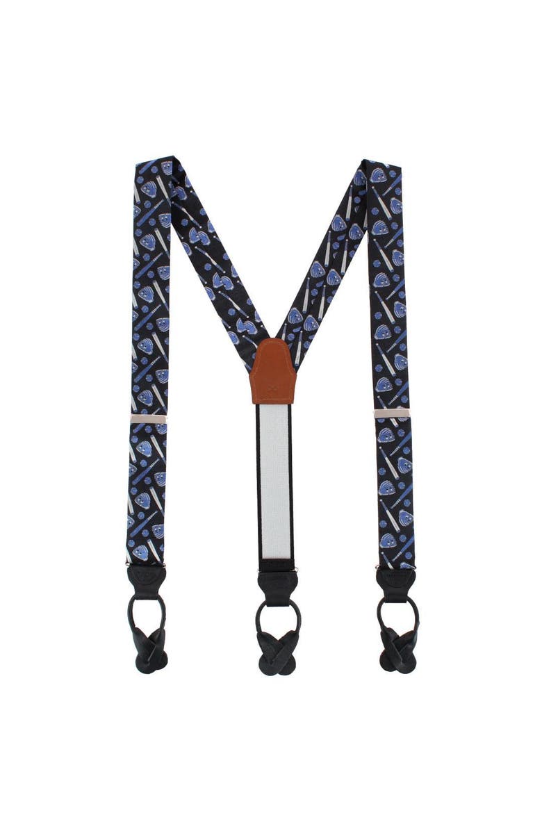 Trafalgar Life Is Better with Baseball Novelty Silk Button End Suspenders, Alternate, color, Black