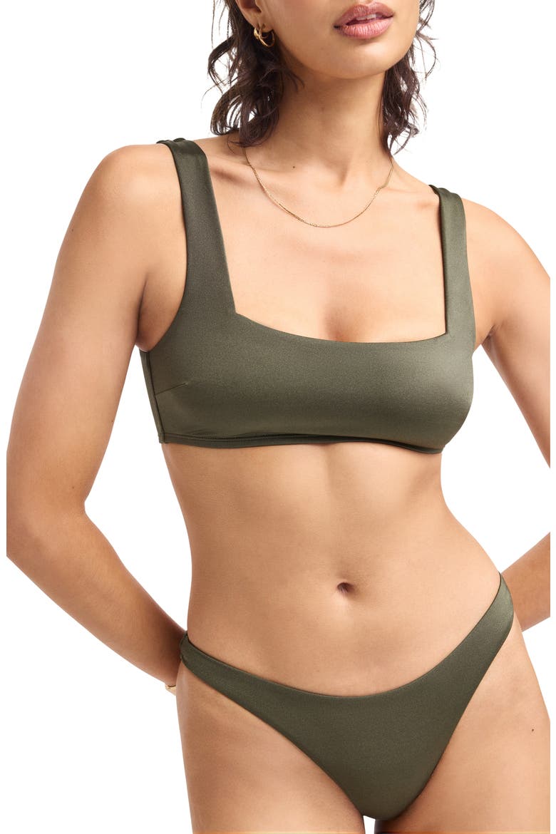 California High Leg Bikini Bottoms, Alternate, color, OLIVE ECOSHIMMER