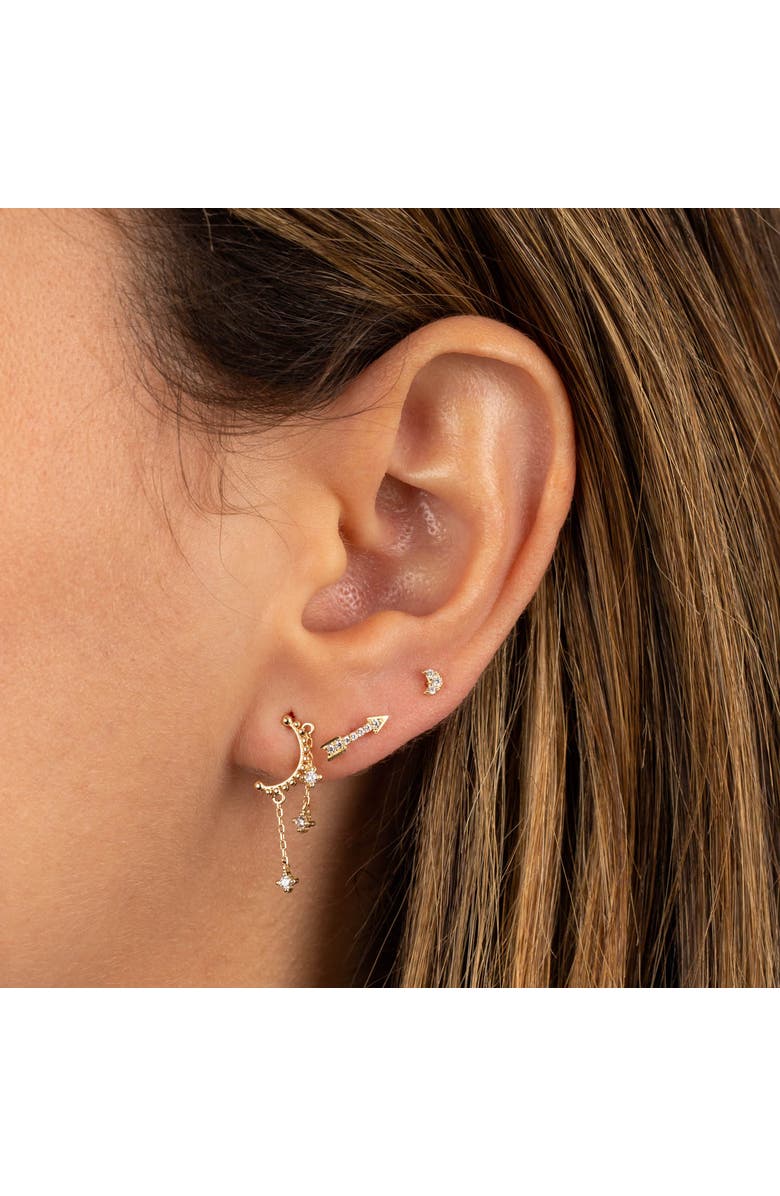 BY ADINA EDEN Piercing Tiny Crescent Threaded Stud Earring 14K, Alternate, color, 