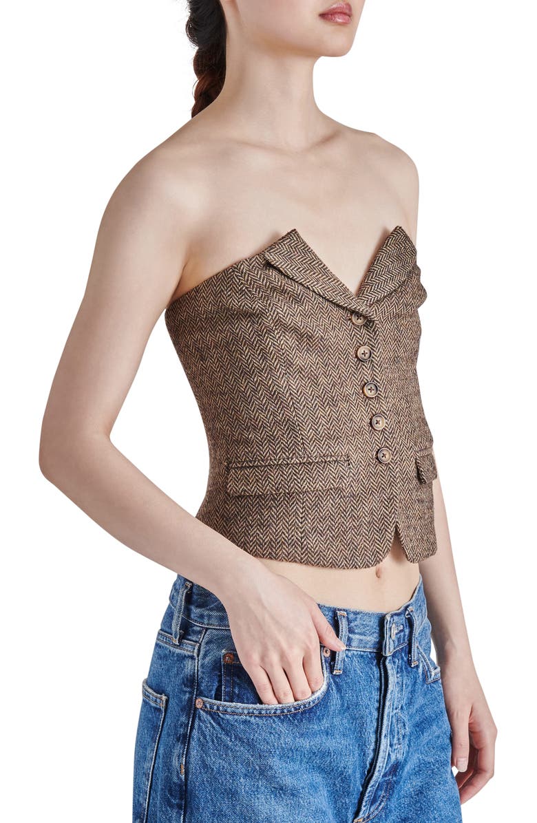 Steve Madden Adare Strapless Herringbone Corset Top, Alternate, color, 