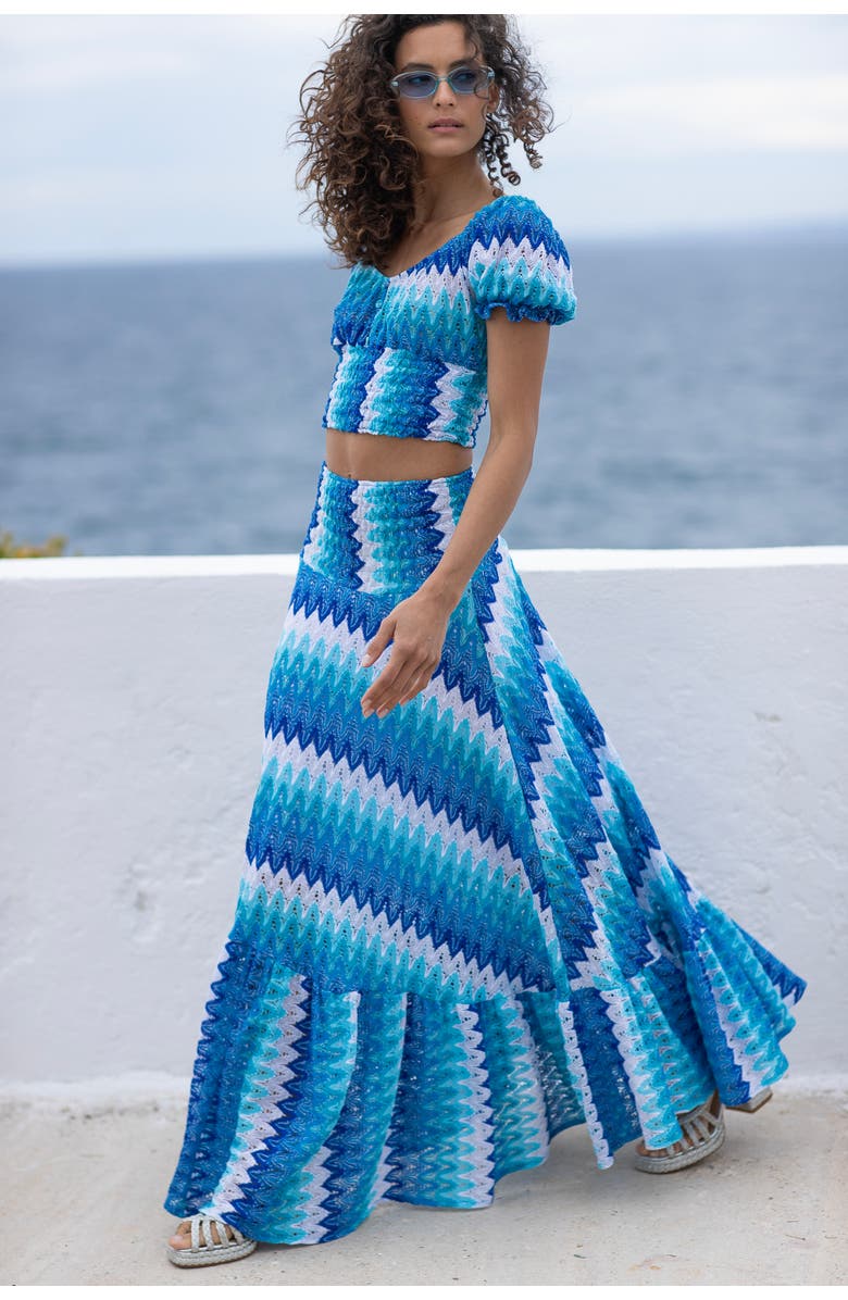 Sunday St. Tropez Zelda Knit Cover-Up Maxi Skirt, Alternate, color, Blue