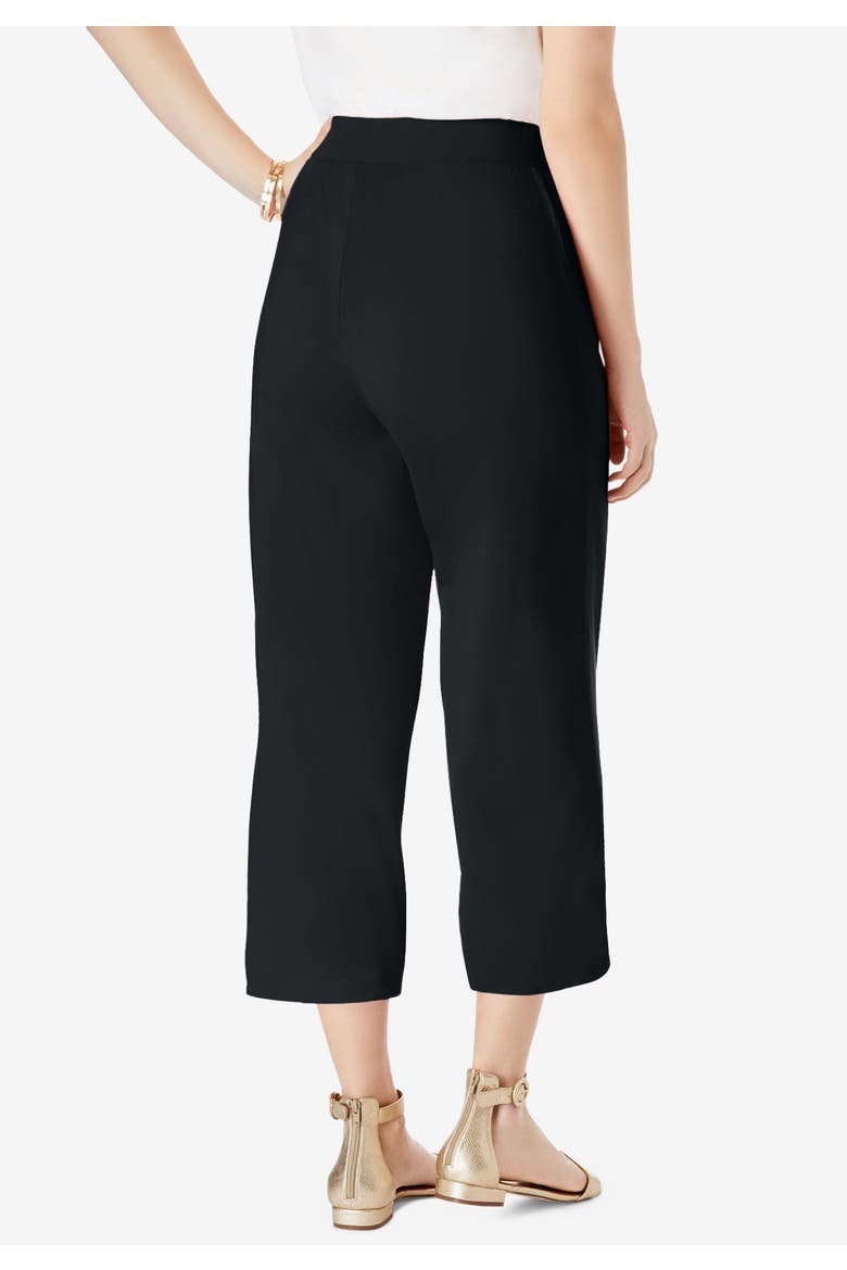 Everyday Stretch Knit Wide Leg Crop Pant, Alternate, color, BLACK