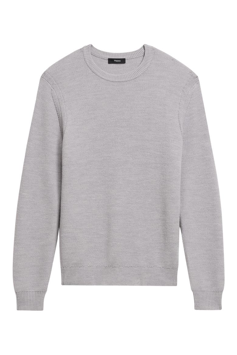 Honeycomb Merino Wool Crewneck Sweater, Alternate, color, VAPOR MELANGE - BGK