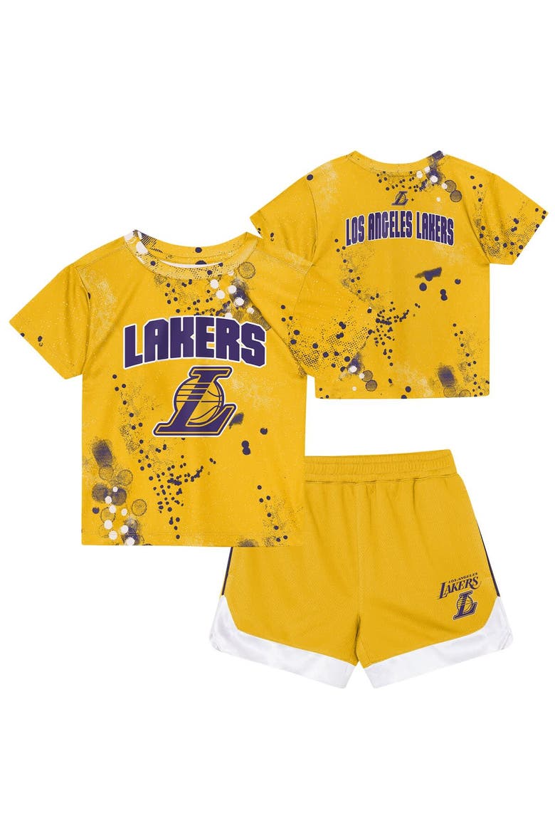 Preschool Outerstuff  Gold Los Angeles Lakers Home Plate T-Shirt & Shorts Set, Main, color, Gold