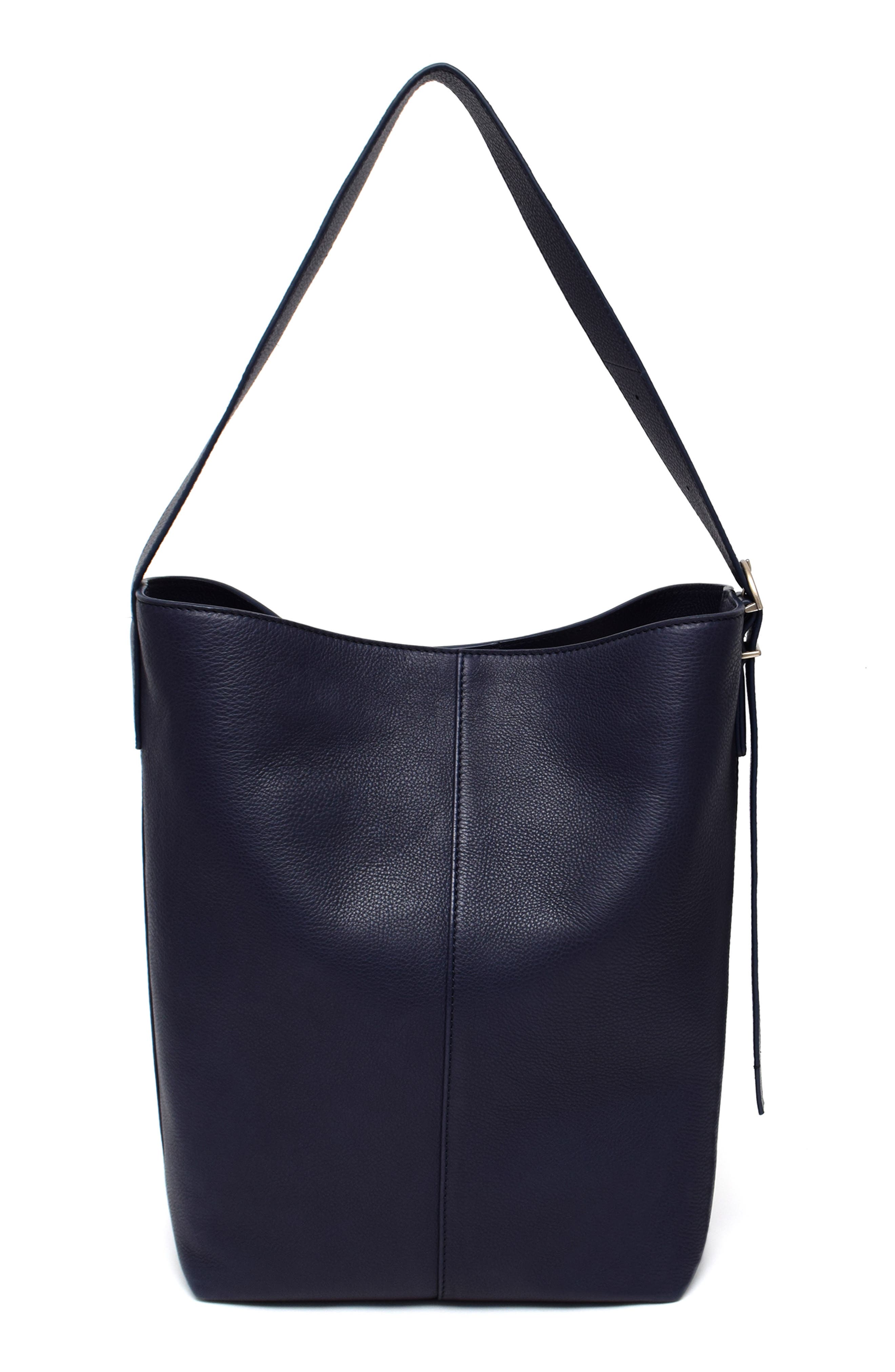 New Amsterdam Leatherworks Jayden Large Leather Bucket Bag, Alternate, color, Midnight