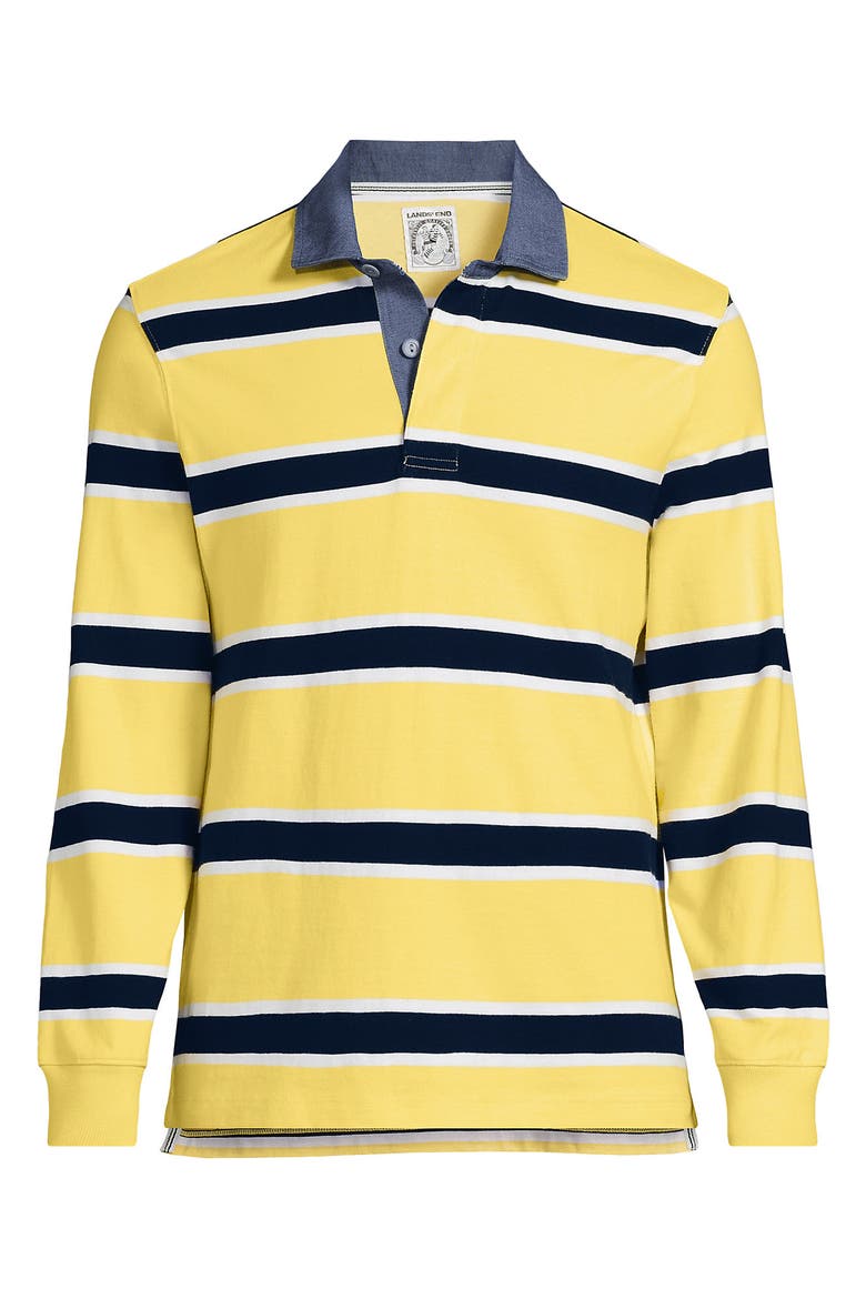 Long Sleeve Rugby Shirt, Alternate, color, Golden Pineapple/Navy Stripe