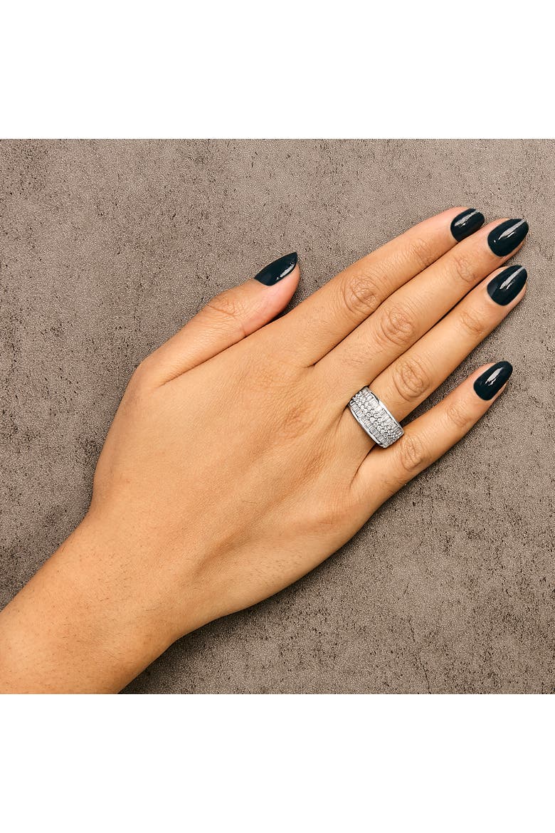 14K White Gold Round and Baguette 1 1/2 Cttw Diamond Ring, Alternate, color, White Gold