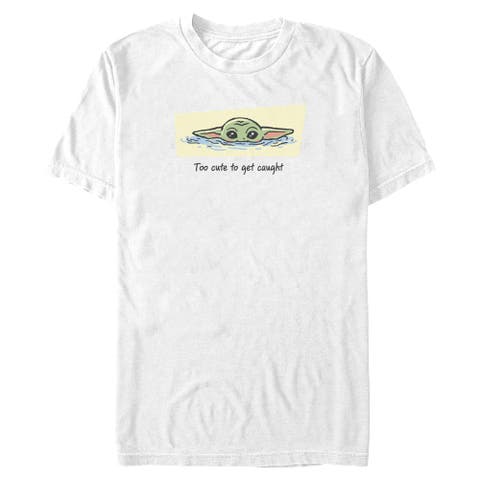 Mens Star Wars The Mandalorian and Grogu Too Cute To Get Caught T Shirt