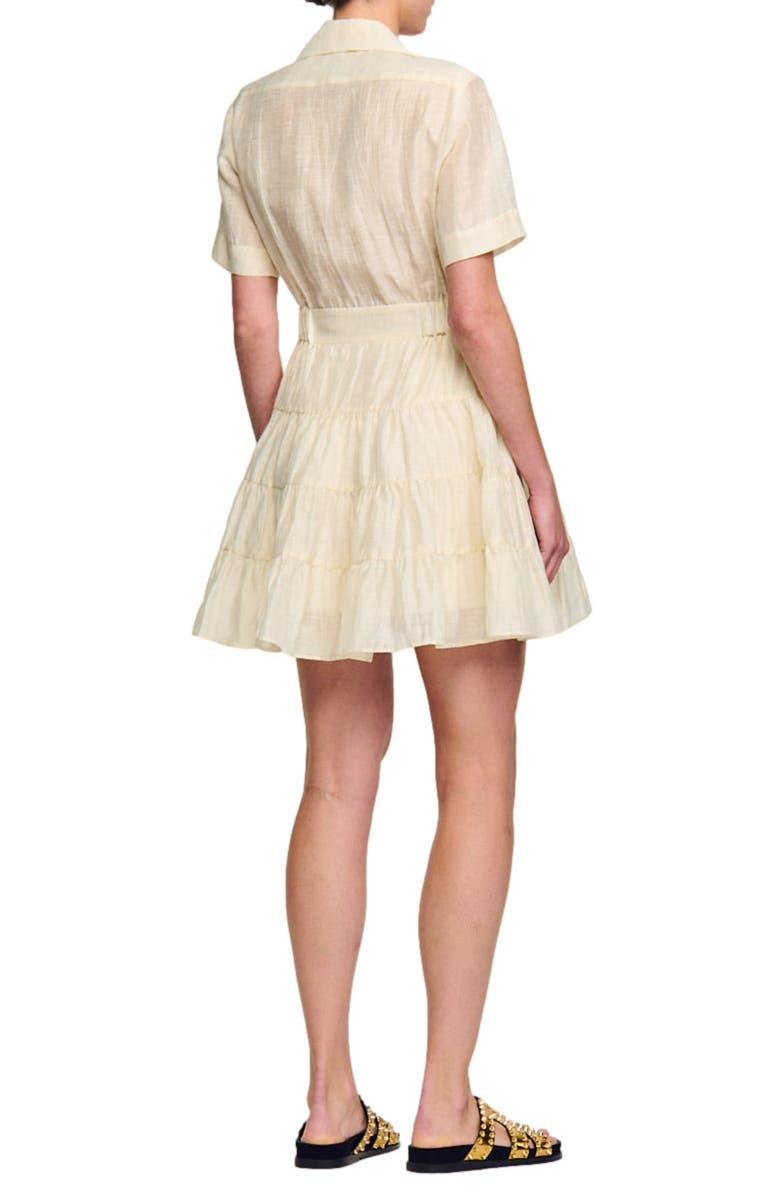 SANDRO Tanzanite Tiered Linen Blend Shirtdress, Alternate, color, 