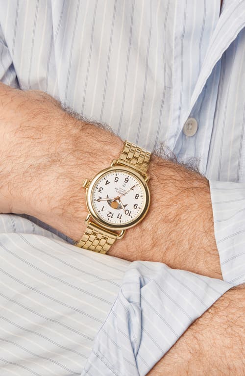Shinola The Runwell Moon Phase Bracelet Watch, 41mm In White