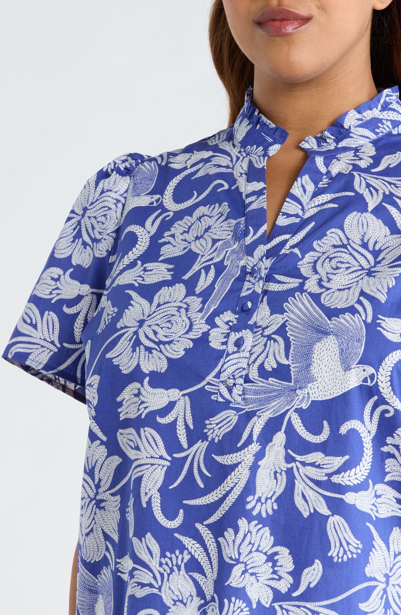 SUGARLIPS Mixed Print Cotton Top, Alternate, color, Navy-White