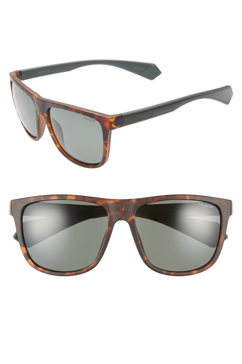Plastic Core 57mm Polarized Sunglasses, Main, color, HAVANA