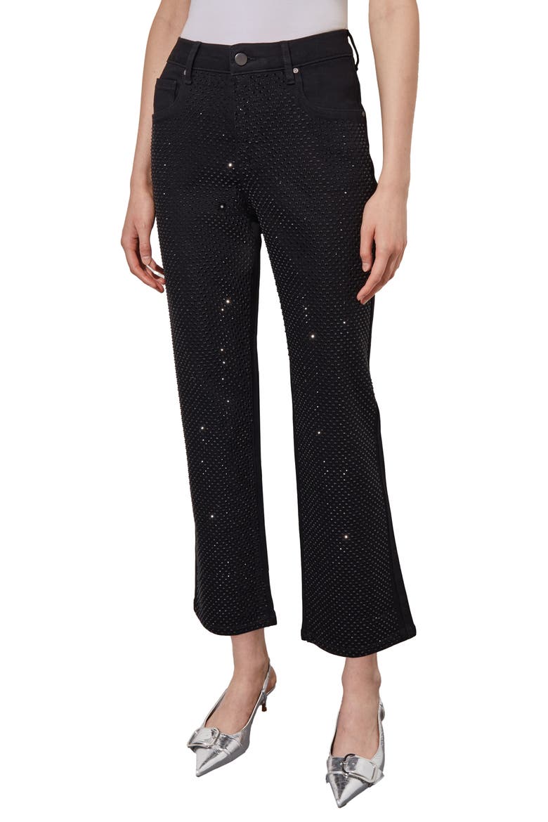 Crystal Front Flared Ankle Jeans, Alternate, color, BLACK